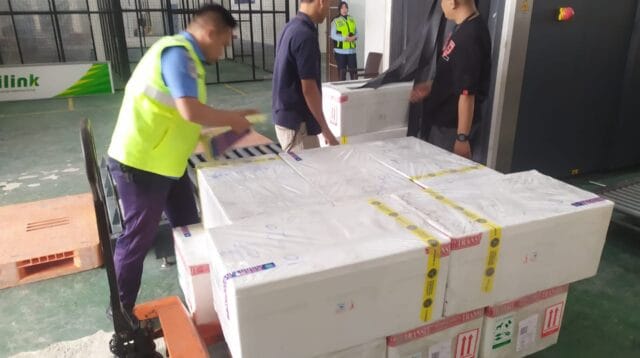 Ekspor komoditi ikan melalui Bandara Djalaludin Gorontalo, foto/Ist