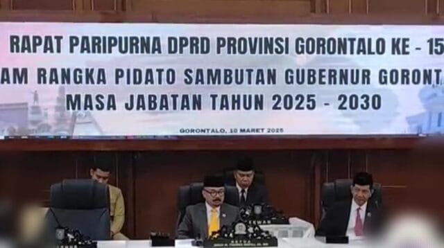 Ketua DPRD, Thomas Mopili yang tengah memimpin rapat paripurna, Pidato Gubernur terpilih, Gusnar Ismail, foto/Ist