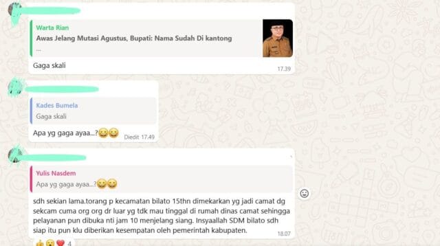 Caption: Tangkapan layar chatingan WAG