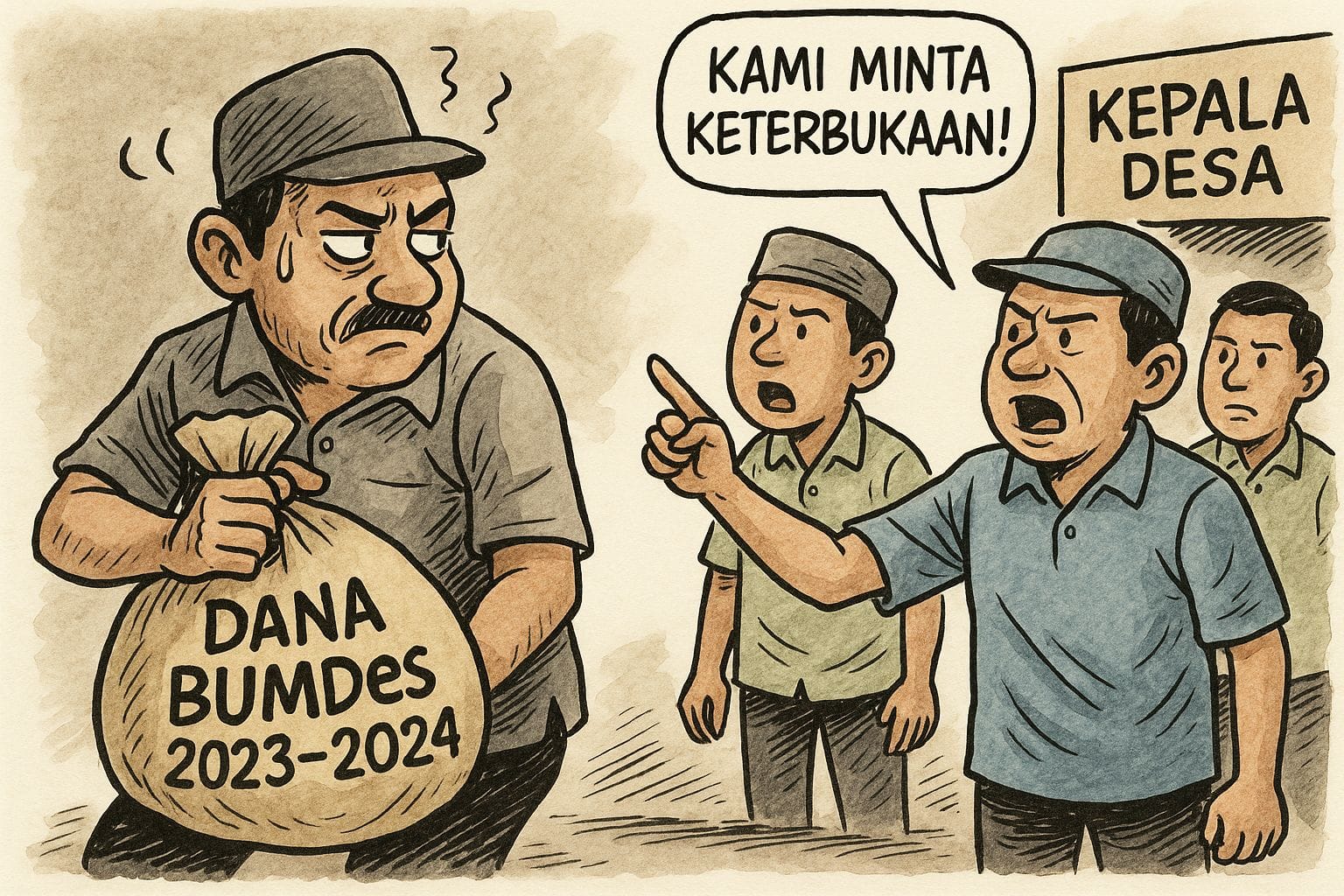 Ilustrasi gambar dugaan penyelewengan dana BUMDES tahun anggaran 2023-2024.