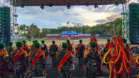 Penampilan Marching band TNI Ajenrem 133/NW, foto:aiimnews.com/Herman Abdullah