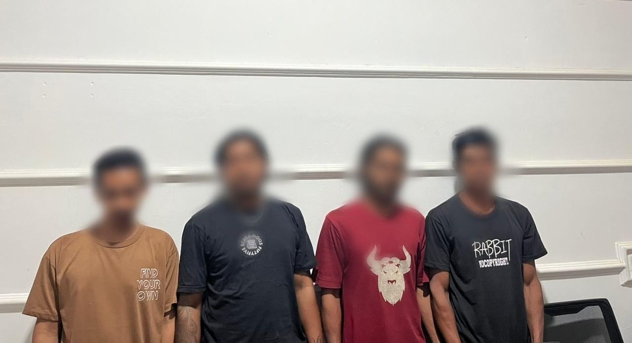 Keempat orang yang diduga terlibat penyalahgunaan narkoba, foto/Ist
