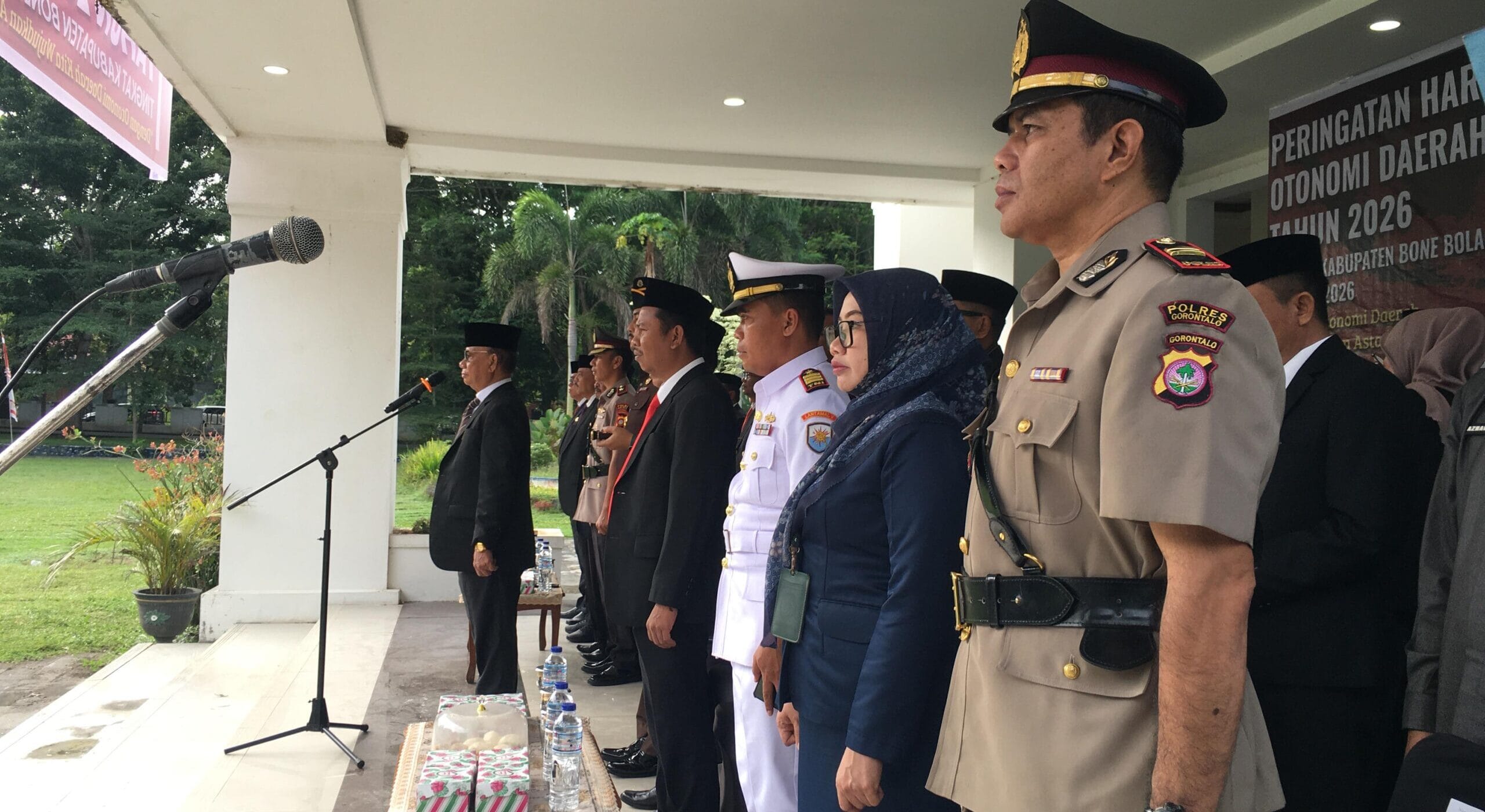 Pemkab Bone Bolango bersama forkopimda melaksanakan upacara memperingati hari otonomi daerah yang ke 30, foto/Istimewa