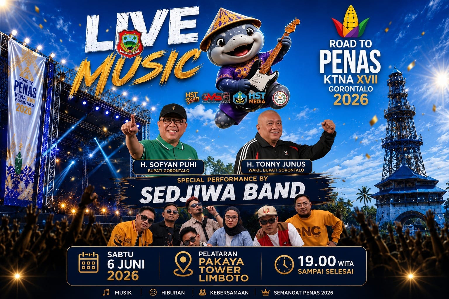Flayer Road to PENAS. Panggung spektakuler di Menara Pakaya Tower Limboto, foto/Istimewah